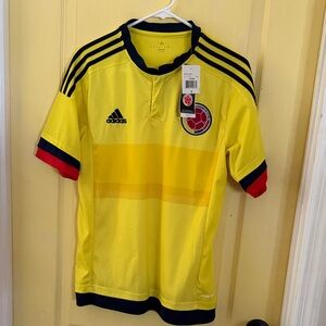 adidas Yellow Colombia National Team Jersey with Navy & Red Trim